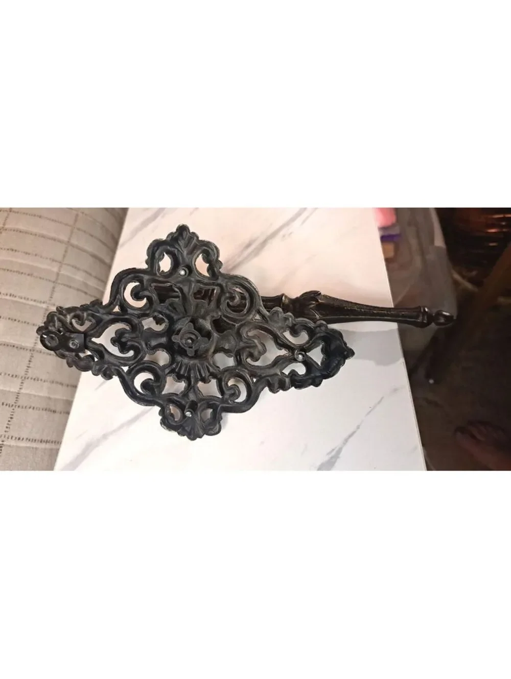 Vintage Ornate Black and Gold Ornate Gothic Cast Iron Wall Sconce